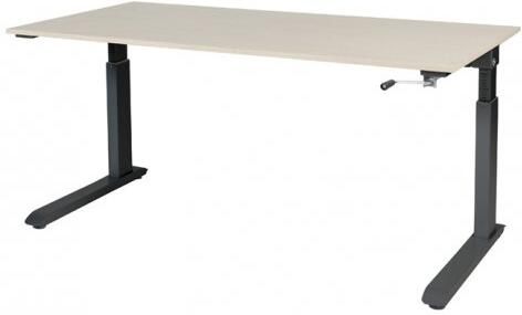 Schaffenburg Othello C-poot bureau hoogte verstelbaar (62-85cm) dmv slinger met 160x80cm lindberg eiken 20mm blad en zwart (RAL9011) frame