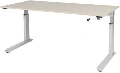 Schaffenburg Othello C-poot bureau hoogte verstelbaar (62-85cm) dmv slinger met 160x80cm lindberg eiken 20mm blad en aluminium (RAL9006) frame