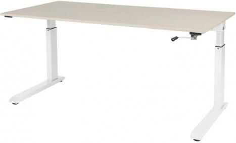 Schaffenburg Othello C-poot bureau hoogte verstelbaar (62-85cm) dmv slinger met 160x80cm lindberg eiken 20mm blad en wit (RAL9010) frame