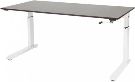 Schaffenburg Othello C-poot bureau hoogte verstelbaar (62-85cm) dmv slinger met 160x80cm wenge donker 20mm blad en wit (RAL9010) frame