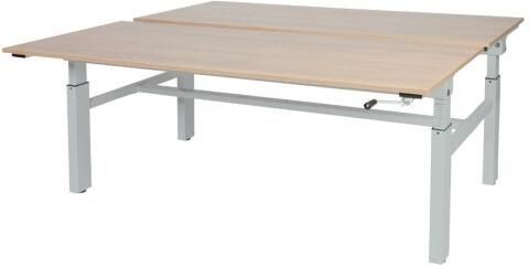 Schaffenburg Othello Duo werkplek hoogte verstelbaar (62-85cm) dmv slinger met 160x80 80cm kersen licht 20mm bladen en aluminium (RAL9006) H-frame