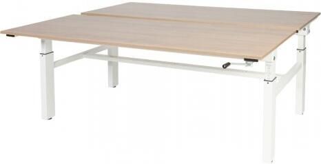 Schaffenburg Othello Duo werkplek hoogte verstelbaar (62-85cm) dmv slinger met 160x80 80cm kersen licht 20mm bladen en wit (RAL9010) H-frame