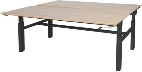 Schaffenburg Othello Duo werkplek hoogte verstelbaar (62-85cm) dmv slinger met 180x80 80cm kersen licht 20mm bladen en zwart (RAL9011) H-frame