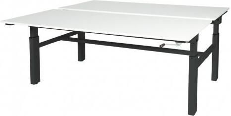 Schaffenburg Othello Duo werkplek hoogte verstelbaar (62-85cm) dmv slinger met 180x80 80cm krijtwit 20mm bladen en zwart (RAL9011) H-frame