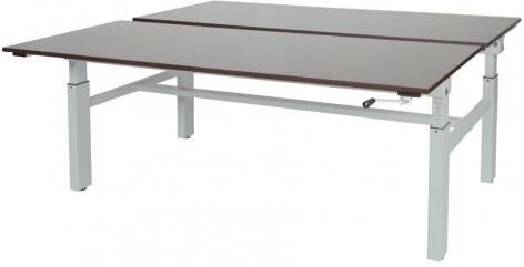 Schaffenburg Othello Duo werkplek hoogte verstelbaar (62-85cm) dmv slinger met 180x80 80cm wenge donker 20mm bladen en aluminium (RAL9006) H-frame