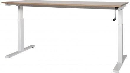 Schaffenburg Romeo T-poot bureau hoogte verstelbaar (62-85cm) dmv slinger met 180x80cm lindberg eiken 20mm blad en aluminium (RAL9006) frame