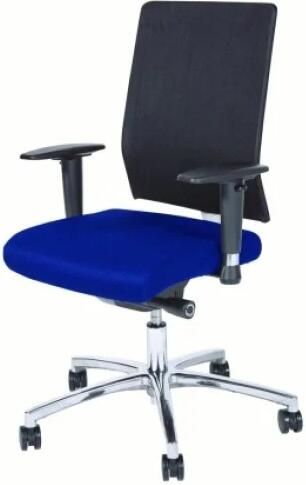 Schaffenburg bureaustoel serie 045 zitting stof blauw en rug mesh zwart