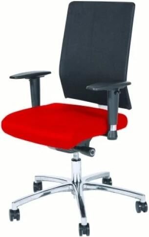 Schaffenburg bureaustoel serie 045 zitting stof rood en rug mesh zwart