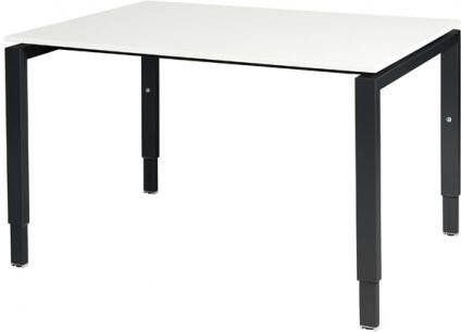 Schaffenburg Domino bureau hoogte instelbaar (62-85cm) met 120x90cm'zwevend'krijtwit 20mm blad en zwart (RAL9011) N-poot frame