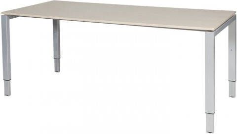 Schaffenburg Domino bureau hoogte instelbaar (62-85cm) met 180x90cm'zwevend'lindberg eiken 20mm blad en aluminium (RAL9006) N-poot frame