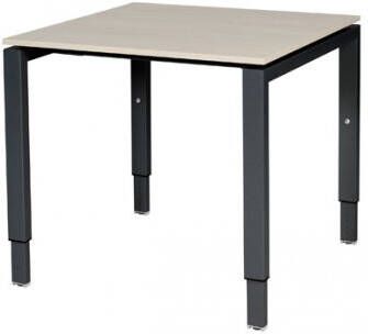 Schaffenburg Domino bureau hoogte instelbaar (62-85cm) met 80x80cm'zwevend'lindberg eiken 20mm blad en zwart (RAL9011) N-poot frame