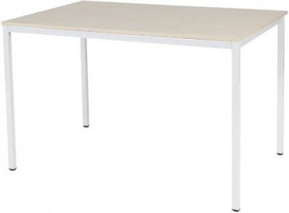 Schaffenburg Domino bureautafel vaste hoogte met 120x80cm wenge donker 20mm blad en aluminium (RAL9006) 4-poot frame