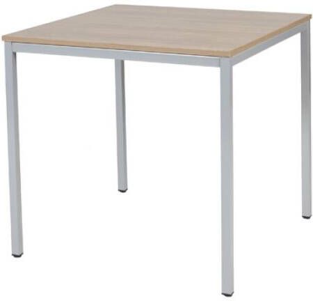 Schaffenburg Domino bureautafel vaste hoogte met 80x80cm kersen licht 20mm blad en aluminium (RAL9006) 4-poot frame