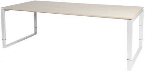 Schaffenburg Domino Plus vergadertafel hoogte instelbaar(62 85cm)met 220x100cm'zwevend'lindberg eiken 20mm blad en wit(RAL9010)O poot frame