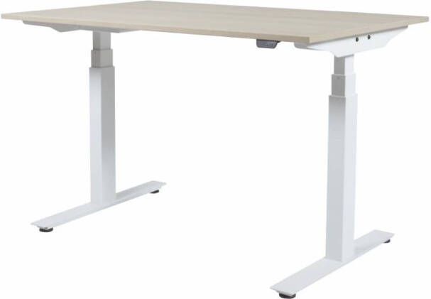 Schaffenburg Electric-T Plus bureau zit-sta (64-130cm) hoogte verstelbaar dmv elektromotoren met 160x80cm lindberg eiken 20mm blad en aluminium (RAL9006) frame