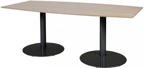 Schaffenburg T lines 200x100cm tonvormige vergadertafel op vaste hoogte(74cm)met kersen licht 20mm blad en zwarte(RAL9011)trompetvoeten