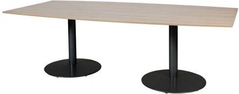 Schaffenburg T lines 240x120cm tonvormige vergadertafel op vaste hoogte(74cm)met kersen licht 20mm blad en zwarte(RAL9011)trompetvoeten