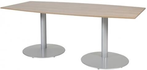 Schaffenburg T lines 200x100cm tonvormige vergadertafel op vaste hoogte(74cm)met kersen licht 20mm blad en aluminium(RAL9006)trompetvoeten