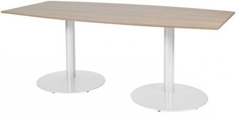 Schaffenburg T lines 200x100cm tonvormige vergadertafel op vaste hoogte(74cm)met kersen licht 20mm blad en witte(RAL9010)trompetvoeten