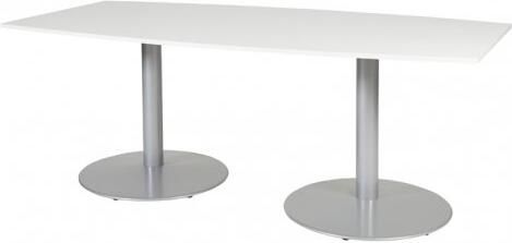 Schaffenburg T lines 200x100cm tonvormige vergadertafel op vaste hoogte(74cm)met licht grijs 20mm blad en aluminium(RAL9006)trompetvoeten