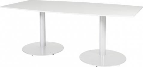 Schaffenburg T lines 200x100cm tonvormige vergadertafel op vaste hoogte(74cm)met krijtwit 20mm blad en witte(RAL9010)trompetvoeten