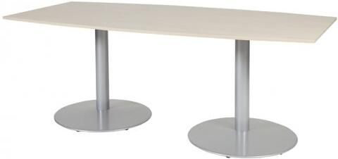 Schaffenburg T lines 200x100cm tonvormige vergadertafel op vaste hoogte(74cm)met lindberg eiken 20mm blad en aluminium(RAL9006)trompetvoeten