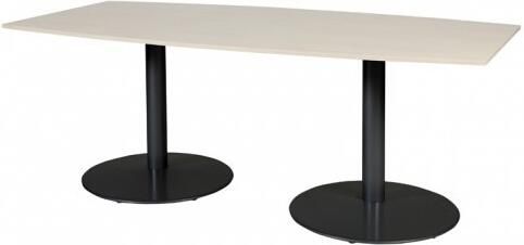 Schaffenburg T lines 200x100cm tonvormige vergadertafel op vaste hoogte(74cm)met lindberg eiken 20mm blad en zwarte(RAL9011)trompetvoeten