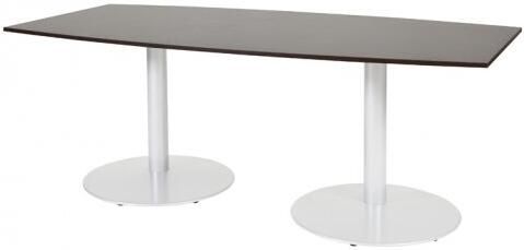 Schaffenburg T lines 200x100cm tonvormige vergadertafel op vaste hoogte(74cm)met wenge donker 20mm blad en witte(RAL9010)trompetvoeten