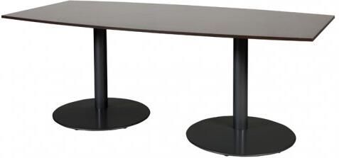 Schaffenburg T lines 200x100cm tonvormige vergadertafel op vaste hoogte(74cm)met wenge donker 20mm blad en zwarte(RAL9011)trompetvoeten