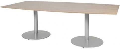 Schaffenburg T lines 240x120cm tonvormige vergadertafel op vaste hoogte(74cm)met kersen licht 20mm blad en aluminium(RAL9006)trompetvoeten