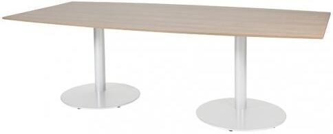 Schaffenburg T lines 240x120cm tonvormige vergadertafel op vaste hoogte(74cm)met kersen licht 20mm blad en witte(RAL9010)trompetvoeten