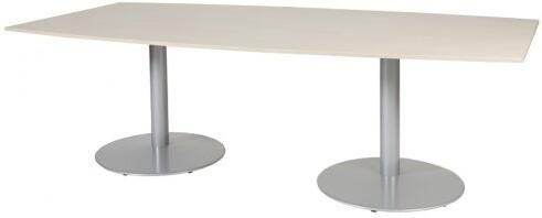 Schaffenburg T lines 240x120cm tonvormige vergadertafel op vaste hoogte(74cm)met lindberg eiken 20mm blad en aluminium(RAL9006)trompetvoeten