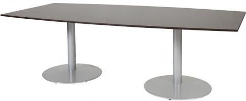Schaffenburg T lines 240x120cm tonvormige vergadertafel op vaste hoogte(74cm)met wenge donker 20mm blad en aluminium(RAL9006)trompetvoeten