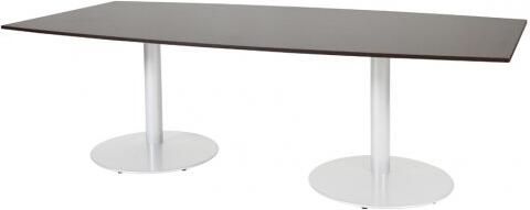 Schaffenburg T lines 240x120cm tonvormige vergadertafel op vaste hoogte(74cm)met wenge donker 20mm blad en witte(RAL9010)trompetvoeten