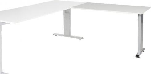 Schaffenburg T-lines aanbouwtafel hoogte instelbaar (61-90cm) met 120x60cm krijtwit 20mm blad en aluminium (RAL9006) t-poot frame met rechte tenen