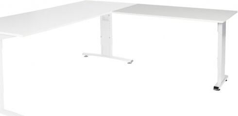 Schaffenburg T-lines aanbouwtafel hoogte instelbaar (61-90cm) met 120x60cm licht grijs 20mm blad en wit (RAL9010) t-poot frame met rechte tenen