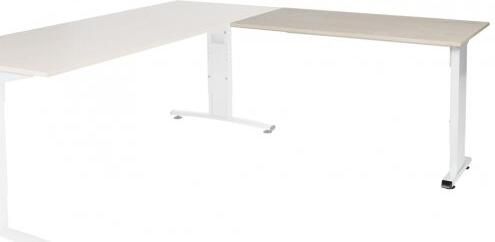 Schaffenburg T-lines aanbouwtafel hoogte instelbaar (61-90cm) met 120x60cm lindberg eiken 20mm blad en wit (RAL9010) t-poot frame met rechte tenen