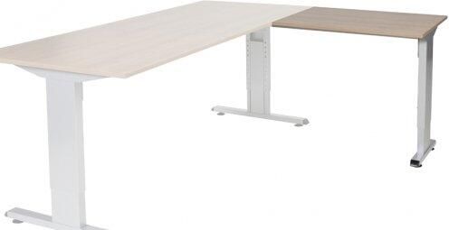 Schaffenburg T-lines aanbouwtafel hoogte instelbaar (61-90cm) met 80x60cm kersen licht 20mm blad en aluminium (RAL9006) t-poot frame met rechte tenen