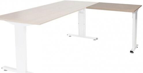 Schaffenburg T-lines aanbouwtafel hoogte instelbaar (61-90cm) met 80x60cm kersen licht 20mm blad en wit (RAL9010) t-poot frame met rechte tenen