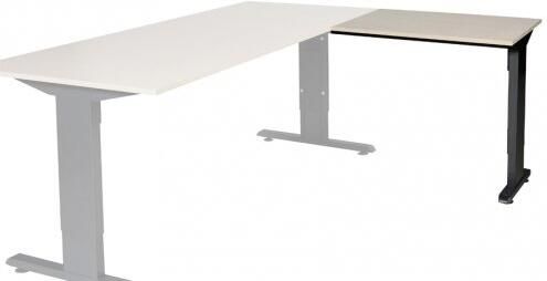 Schaffenburg T-lines aanbouwtafel hoogte instelbaar (61-90cm) met 80x60cm lindberg eiken 20mm blad en zwart (RAL9011) t-poot frame met rechte tenen