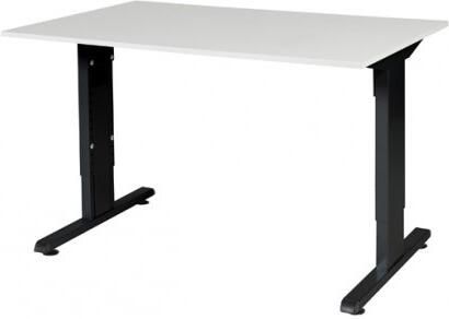 Schaffenburg T-lines bureau hoogte instelbaar (61-90cm) met 120x80cm licht grijs 20mm blad en zwart (RAL9011) t-poot frame met rechte tenen