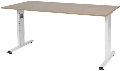 Schaffenburg T-lines bureau hoogte instelbaar (61-90cm) met 160x80cm kersen licht 20mm blad en wit (RAL9010) t-poot frame met rechte tenen