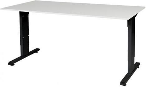 Schaffenburg T-lines bureau hoogte instelbaar (61-90cm) met 160x80cm licht grijs 20mm blad en zwart (RAL9011) t-poot frame met rechte tenen