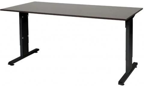 Schaffenburg T-lines bureau hoogte instelbaar (61-90cm) met 160x80cm wenge donker 20mm blad en zwart (RAL9011) t-poot frame met rechte tenen