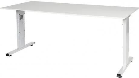Schaffenburg T-lines bureau hoogte instelbaar (61-90cm) met 180x80cm krijtwit 20mm blad en wit (RAL9010) t-poot frame met rechte tenen