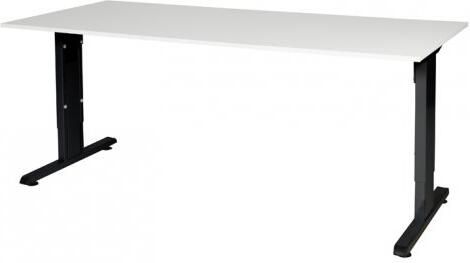 Schaffenburg T-lines bureau hoogte instelbaar (61-90cm) met 180x80cm licht grijs 20mm blad en zwart (RAL9011) t-poot frame met rechte tenen