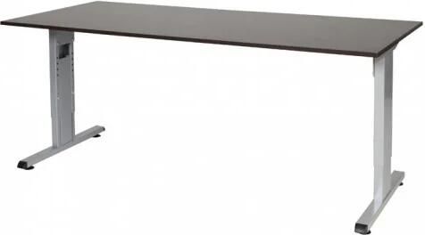 Schaffenburg T-lines bureau hoogte instelbaar (61-90cm) met 180x80cm wenge donker 20mm blad en aluminium (RAL9006) t-poot frame met rechte tenen