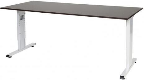 Schaffenburg T-lines bureau hoogte instelbaar (61-90cm) met 180x80cm wenge donker 20mm blad en wit (RAL9010) t-poot frame met rechte tenen