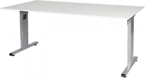 Schaffenburg T-lines bureau hoogte instelbaar (61-90cm) met 180x90cm krijtwit 20mm blad en aluminium (RAL9006) t-poot frame met rechte tenen