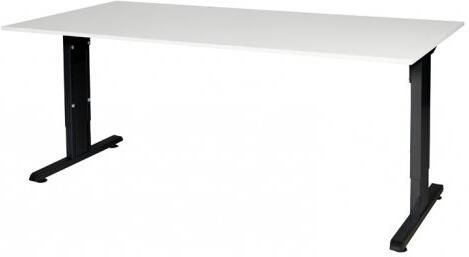 Schaffenburg T-lines bureau hoogte instelbaar (61-90cm) met 180x90cm krijtwit 20mm blad en zwart (RAL9011) t-poot frame met rechte tenen